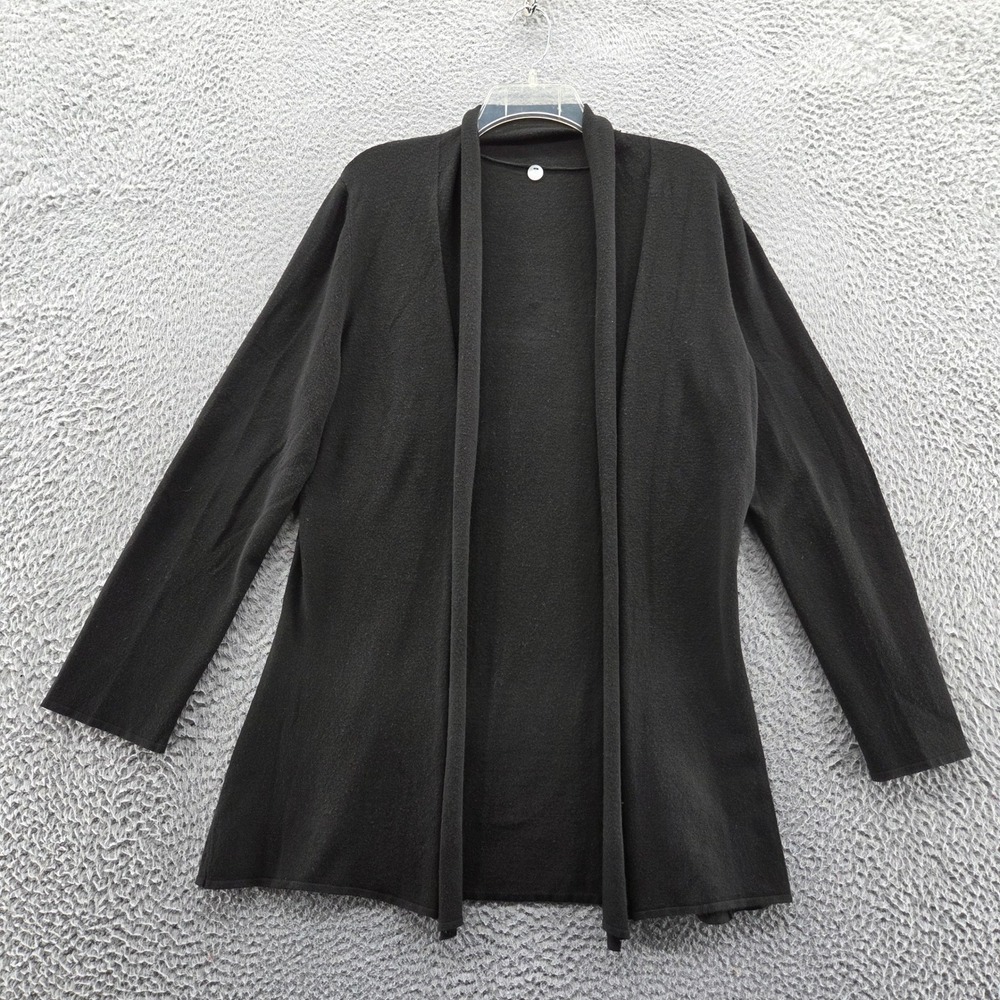Margaret O'Leary Womens Open Cardigan Sweater Medium Black Viscose Minimalist